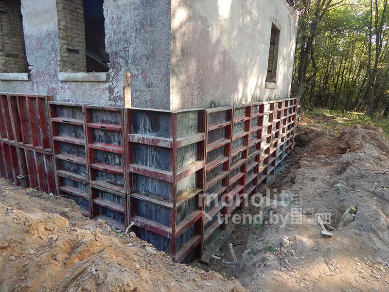 Монолитный ленточный фундамент, реконструкция, Польская застава